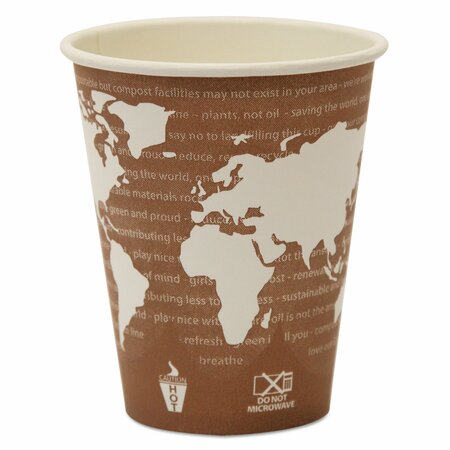 Eco-Products World Art Renewable Compostable Hot Cups, 8 oz., PK1000 PK EP-BHC8-WA
